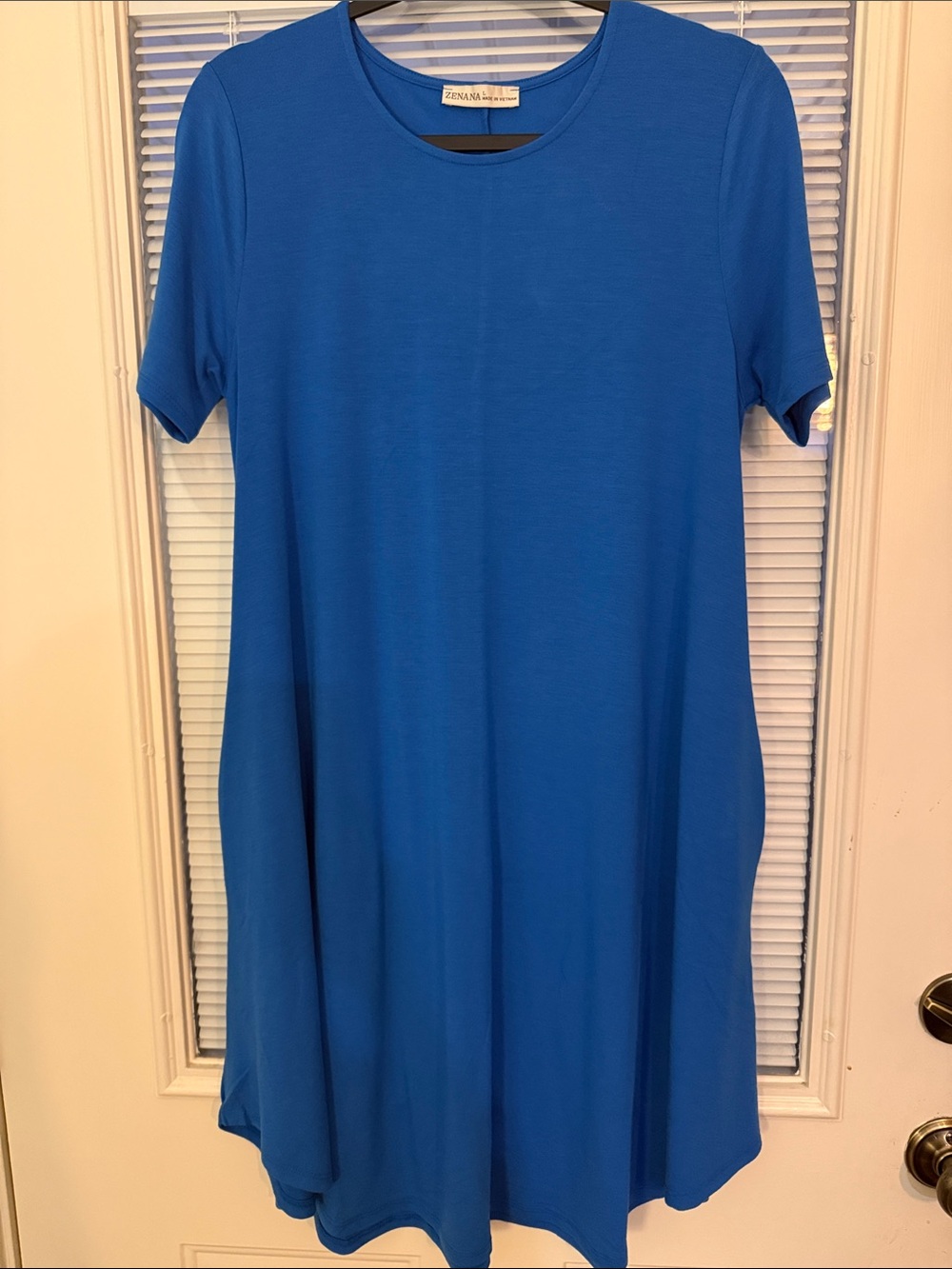 Zenana Outfitters Bright Blue Short Sleeve Swing Dress